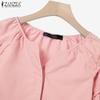 ZANZEA Damen Halbarm Bluse und Hose Sommer Zweiteiler Anzugsets
