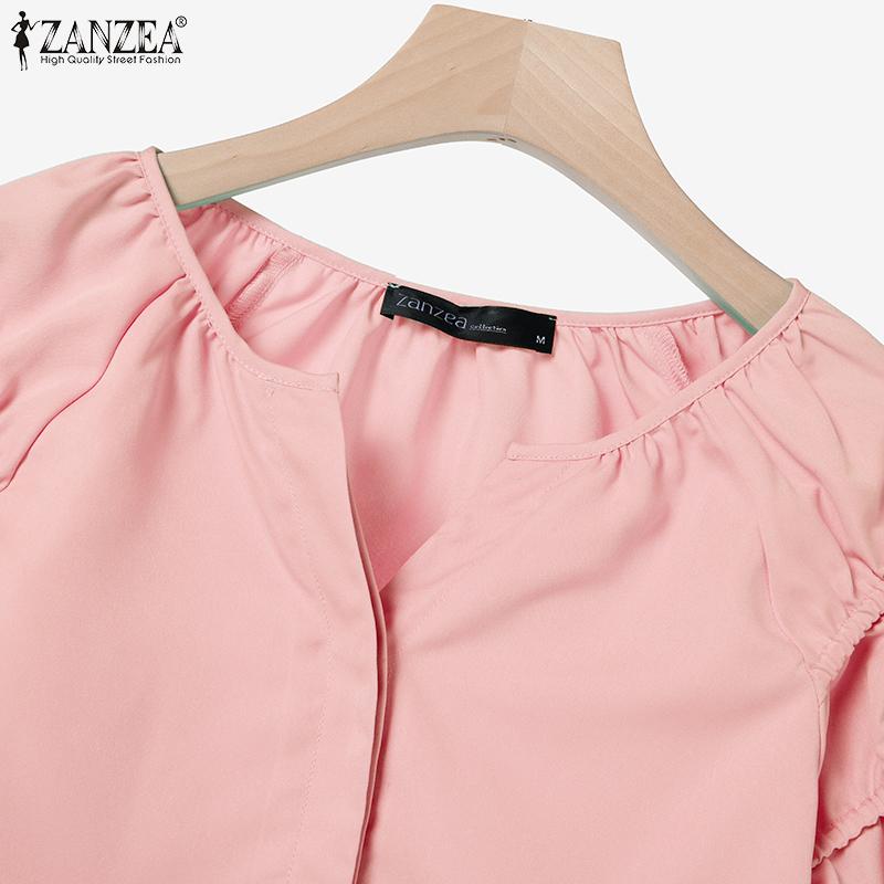 ZANZEA Damen Halbarm Bluse und Hose Sommer Zweiteiler Anzugsets
