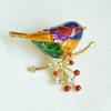 Enamel Colorful Bird Brooch Faux Crystal Branch Bird Alloy Lapel Pin Sweater Cardigan Coat Clothing Accessories for Women Wife Girlfriend
