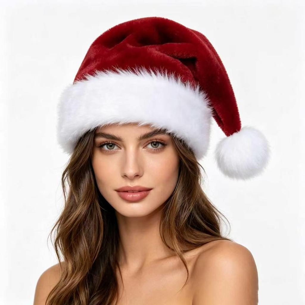 Cappello di Natale in Peluche per Adulti con Bordino Nero, Cappello da Festa Multicolore per Celebrazioni Festive