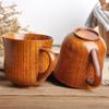 Wooden Solid Wood Cup with Handle Sour Jujube Solid Wood Water Tea Cup Trumpet Cup for Kitchen Living Room