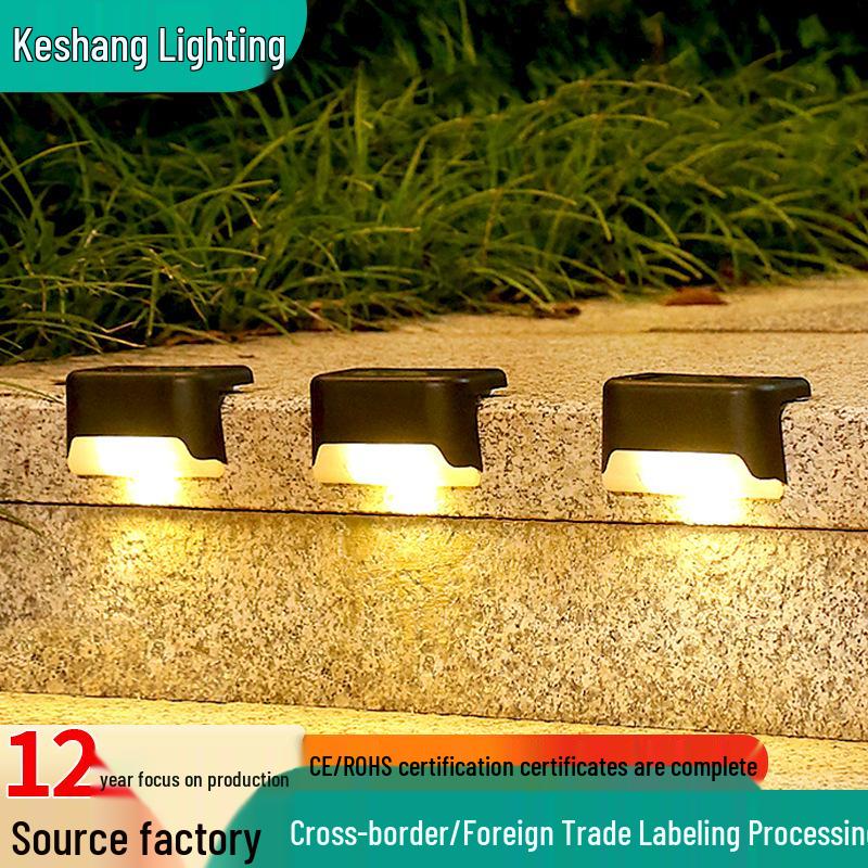 

Outdoor Solar Step and Railing Lights - Decorative Stair and Fence Landscape Lighting Brown Frame Warm Light