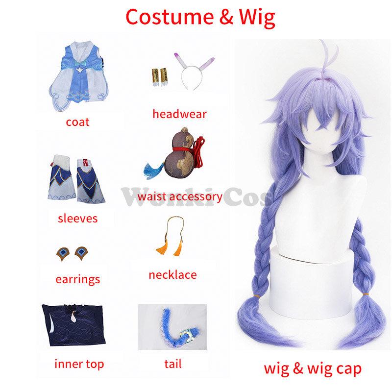 Bailu Cosplay Costume Wig  Star Rail Bai Lu Cosplay Costumes Full Set Girl Carnival Costumes With Tail