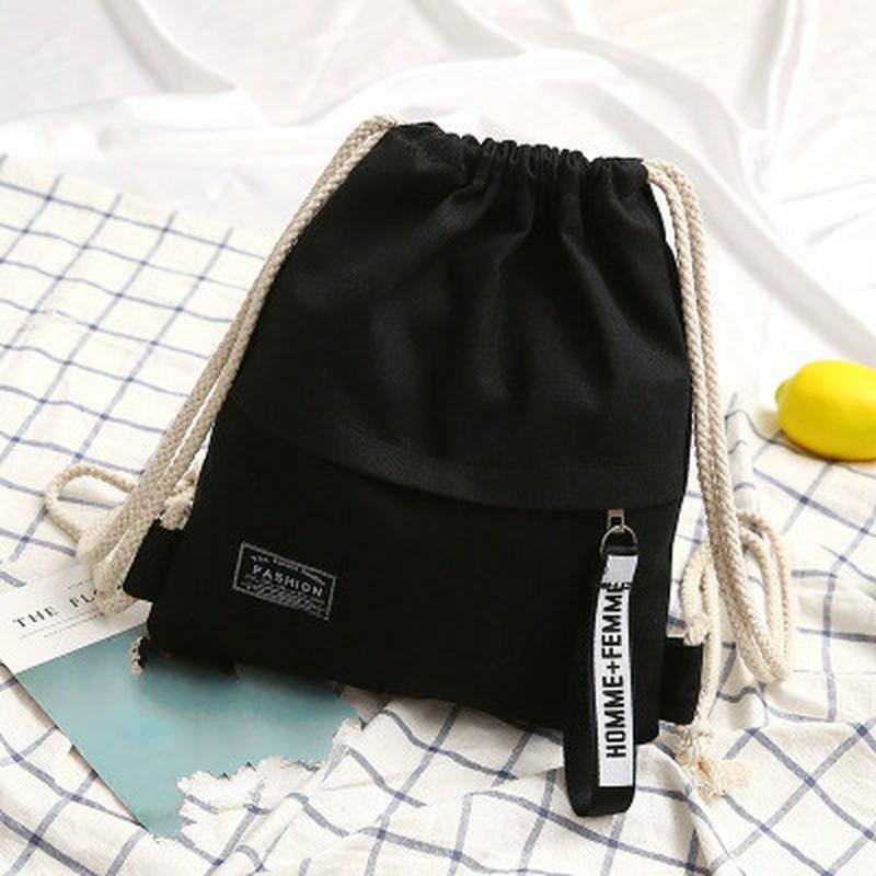 1 Pcs Drawstring Canvas Bag Large Capacity Backpack Student Tutoring Cloth Bag Lightweight And Casual Drawstring Pocket