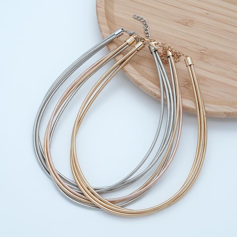 Style Versatile Flat Snake Bone Clavicle Chain Bracelet Earrings Advanced Sense Multi-Layer Personality Trendy Cool Jewelry