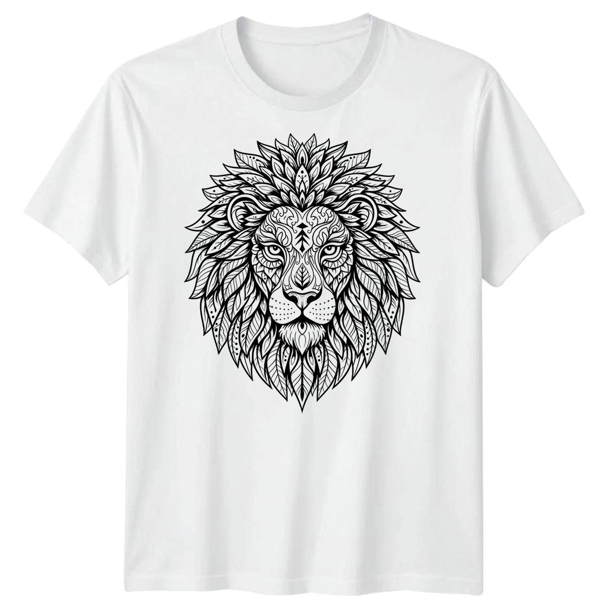 Lion Mandala Lions Animals Mens T-Shirt Intricate Graphic Design M