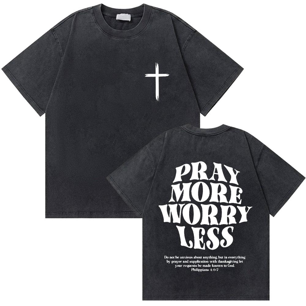 Gewaschenes Vintage Christian Jesus Grafik T-Shirt für Herren Hohe Qualität Baumwolle T-Shirts Herren Hip Hop Gothic Oversized T-Shirt Streetwear