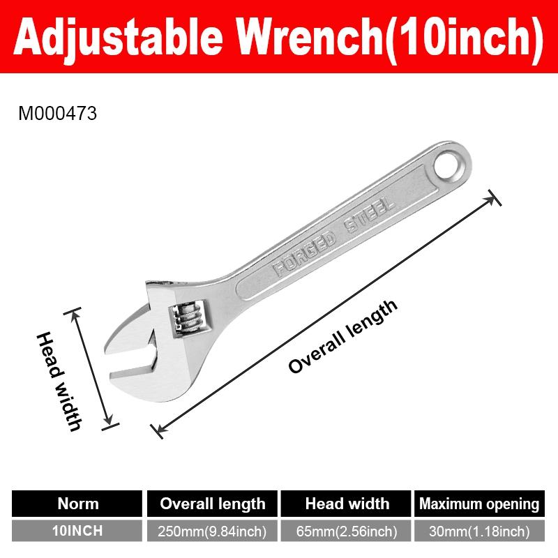 6/8/10/12/15 inch Adjustable Wrench Large Openin Long Handle Universal Spanner Clamp Steel Mechanical Workshop Hand Repair Tools
