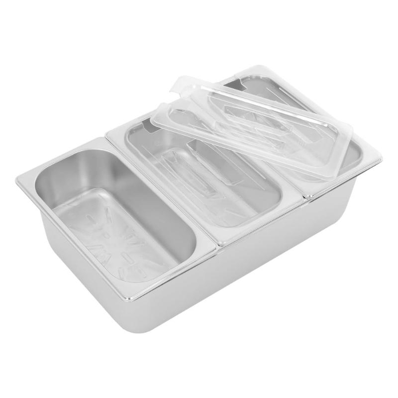 Catering Display Container Countertop Stainless Steel Pan with Acrylic Lid for Food Storage Practical Seasoning Box