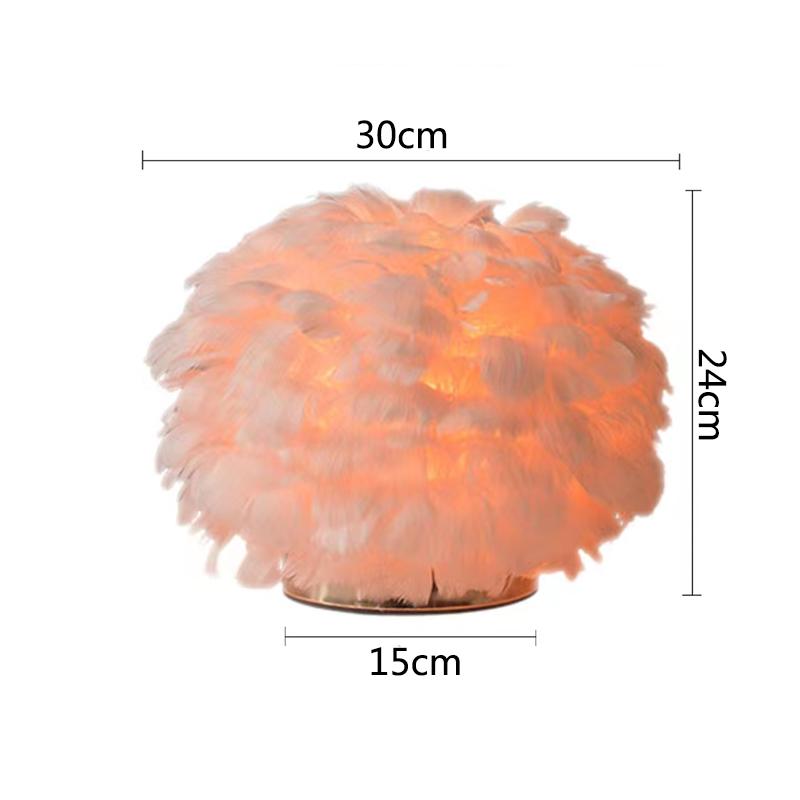 

Перьевая настольная лампа прикроватная лампа E27 креативный перьевой абажур дом гостиная спальня вечеринка свадьба романтическое украшение Warm white&US Plug розовый