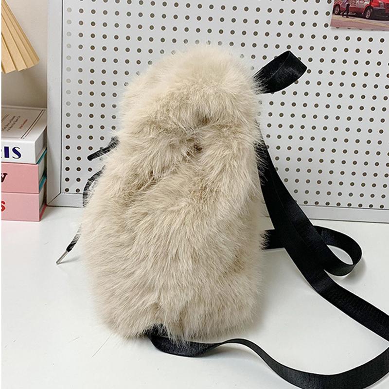 Winter Niedlich Plüsch Lässige Rucksäcke Mode Exquisit Große Kapazität Umhängetasche Einfach Trendy Tragbar Damenrucksack