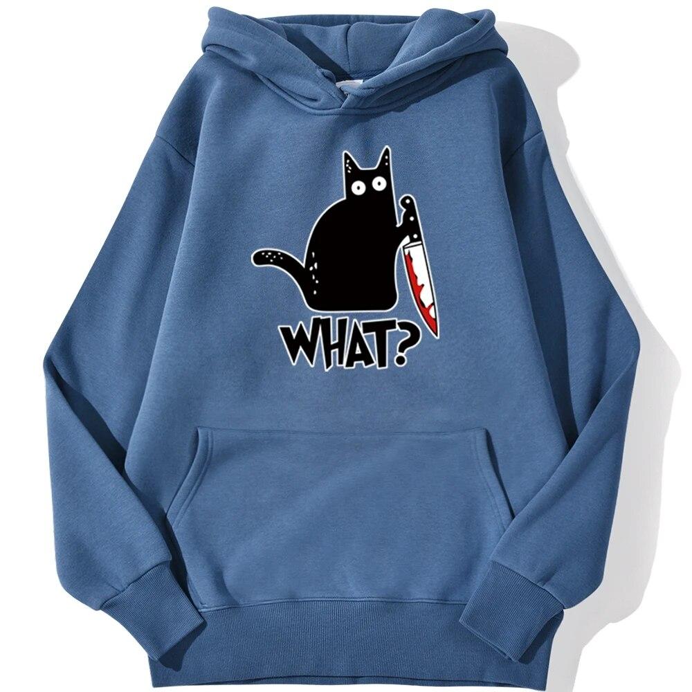 Killer Black Cat What Surprised Unisex Hoodies Streetwear Warm Male Hoodie Hip Hop Daily Casual Autumn Sweatshirt