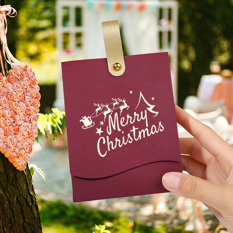10Pcs/Pack Reindeer Creative Xmas Gift Elegant Candy Box Unique Merry Christmas Packaging Paper