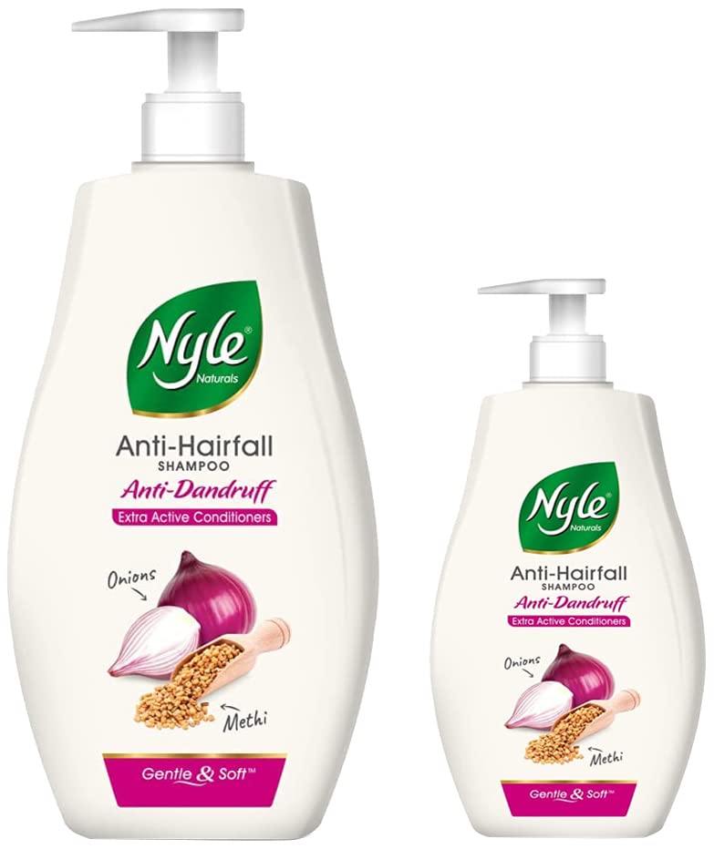 Nyle Naturals Anti Dandruff 2 In1 Shampoo With Active Conditioner, With Onion and Methi, 400ml & Nyle Naturals Anti Dandruff 2 In1 Shampoo With A