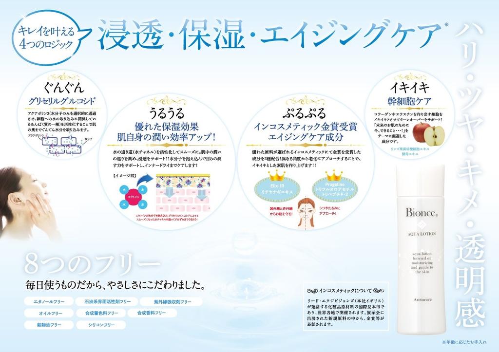 Bionce Aqua eine tiefenwirksame Lotion mit 8 Zusatzstoffen und 2 Gold für Trockenheit und Lotion, mit Inhaltsstoffen, die mit der in-cosmetics-Medaille ausgezeichnet wurden, feuchtigkeitsspendend.