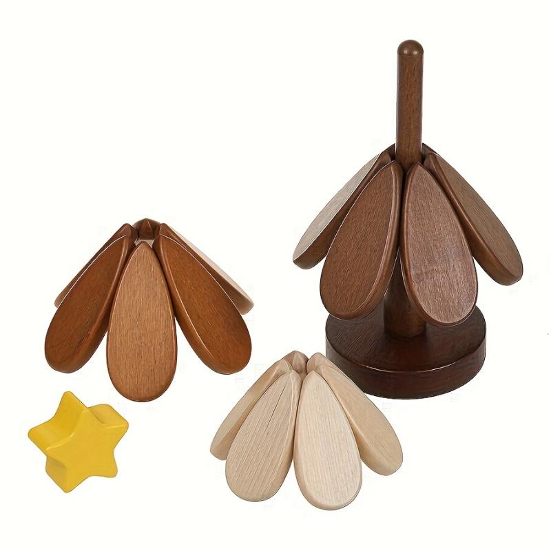 Wooden Christmas Tree CoasterCreative Tree Shape Heat Resistant MatWooden Table Runway for Kitchen and Dining Room