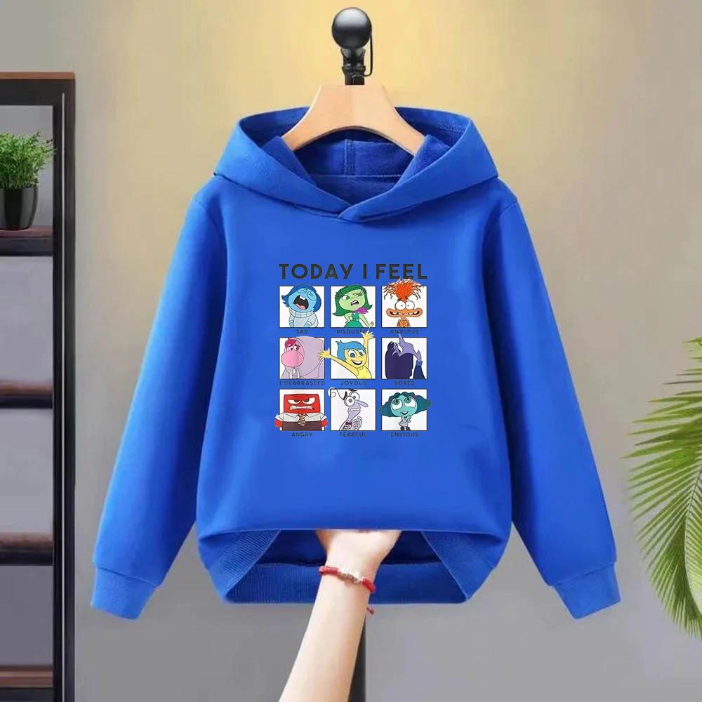 Children's Hoodies Disney Pixar Inside Out 2 Today I Feel Boy Girls Casual Toddle Sweatshirr tops white pink Coat