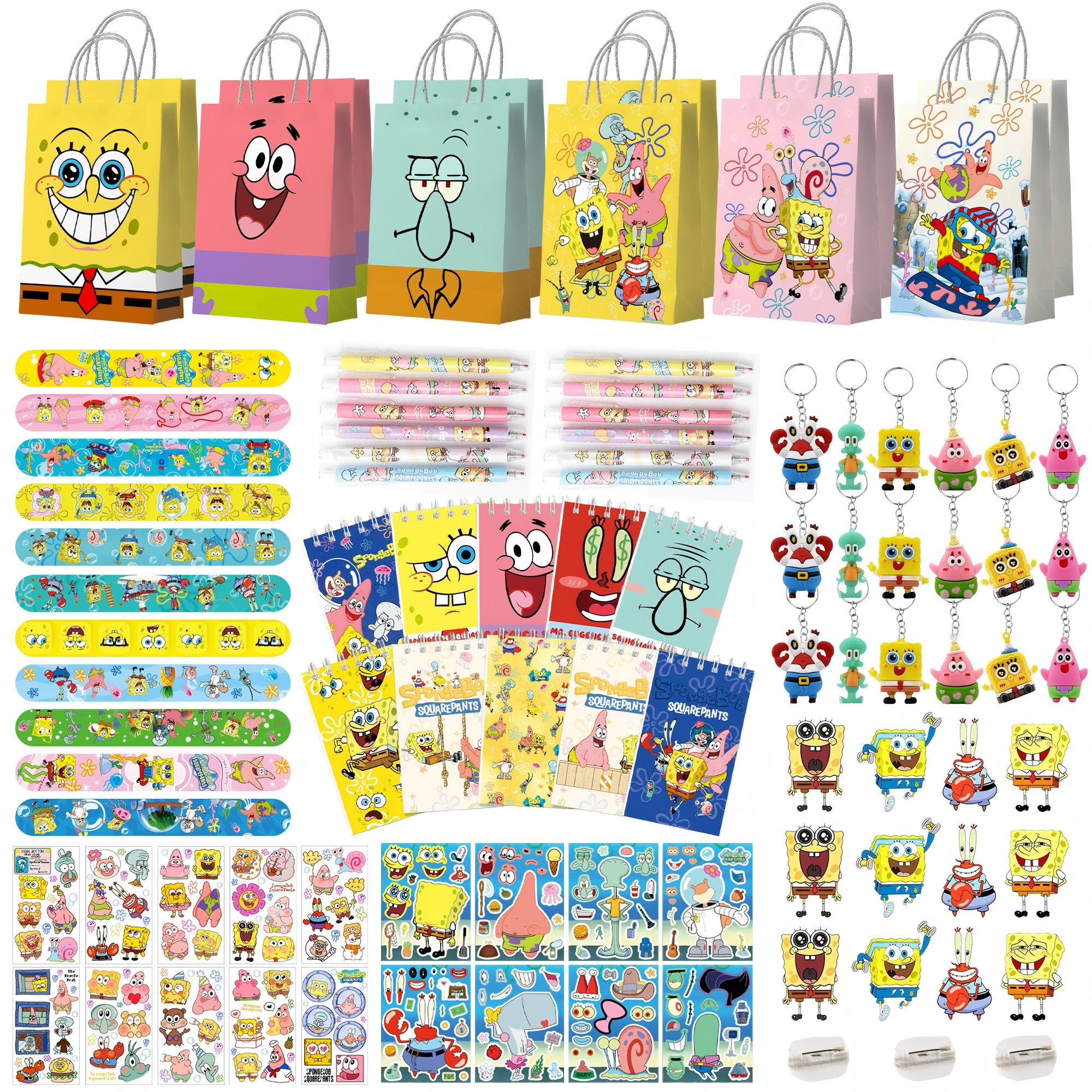 96 Pcs SpongeBob Birthday Party Favors-SpongeBob Party Favors Bags Keychain Stickers Slap Bands Etc SpongeBob Party Supplies Other