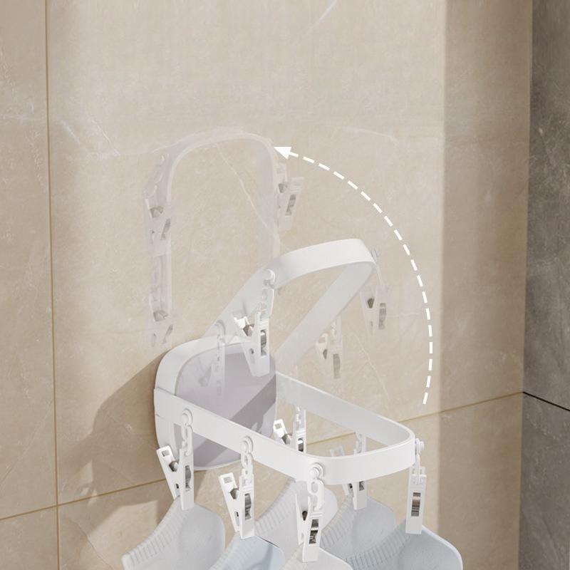 Wall Mounted Drying Rack Laundry Drying Racks Space Saving Drying Rack with 6 Clips 90 Folding Clothes Racks Hanger