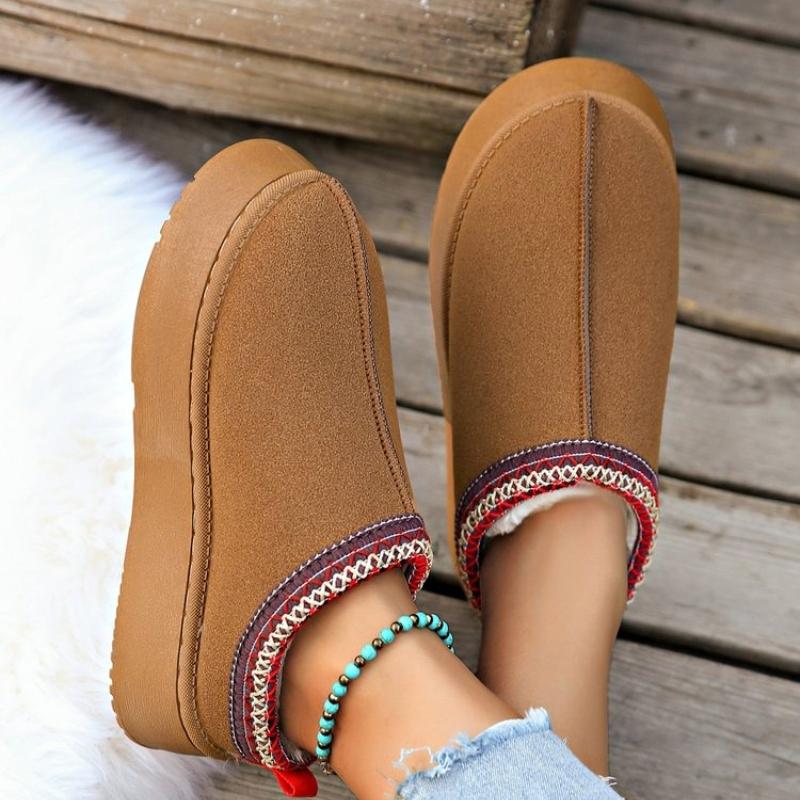 Fashion 2025 NEW Women's Thick Bottom Slippers Winter Warm Fleece Cotton Shoes Indoor Outdoor Wear Comfortable Flat boot
