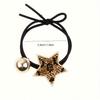 1-Piece Korean Glitter Headband - Red Hair Cord with Five-Star Motif, Flexible Girlish Design for Ponytails & Twisted Hairstyles