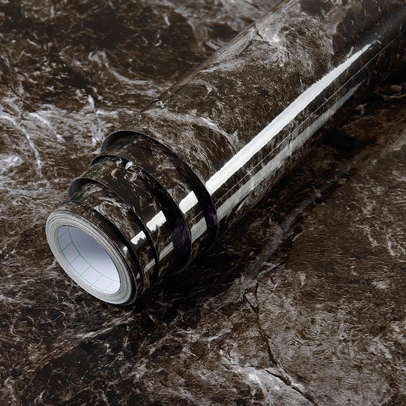 Waterproof & Oil-Proof Marble-Look PVC Kitchen Wallpaper