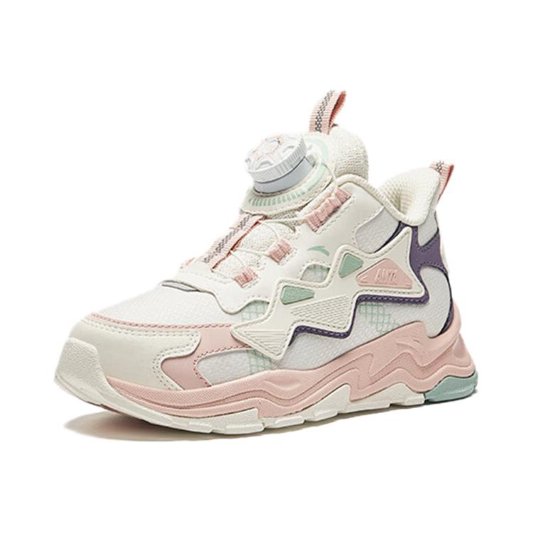 Anta Kids Sports Comfortable Non-Slip Wear-Resistant Low-Top Casual Shoes Kids Casual Shoes Pink White A22439915-1