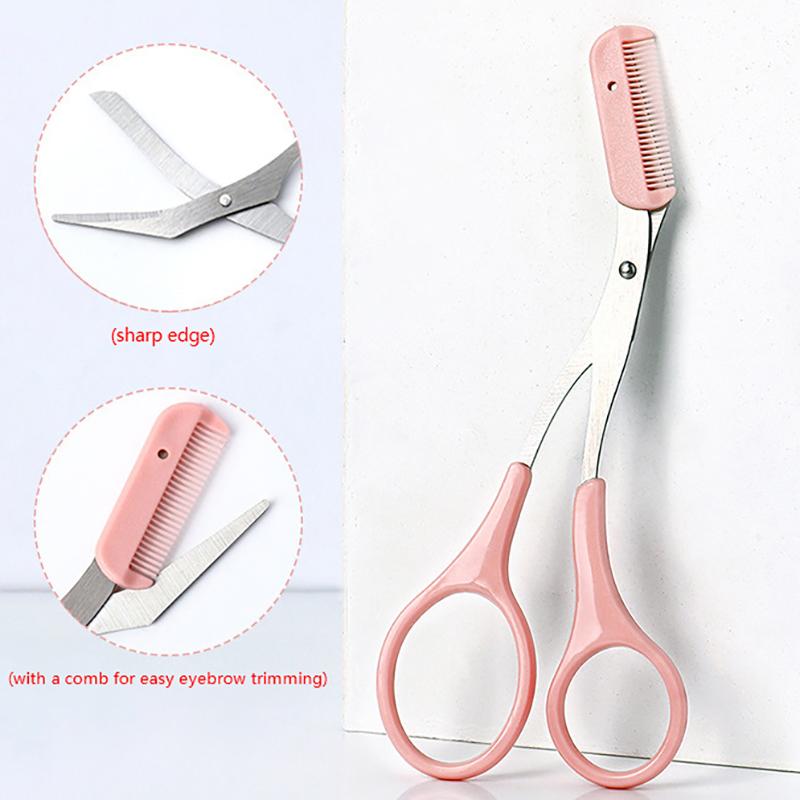 Eyebrow Trimmer Scissors With Comb Facial Hair Removal Grooming Shaping Shaver Cosmetic Makeup Accessories