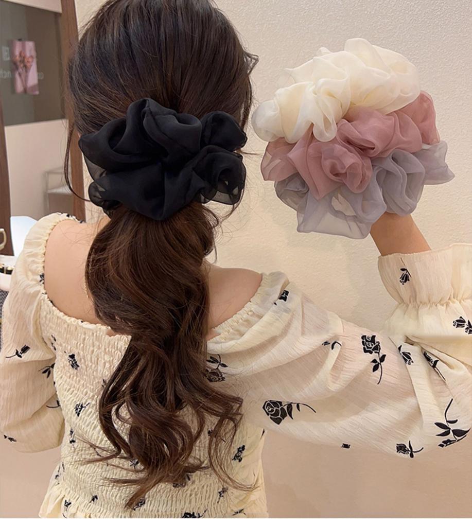 Neue Chiffon Oversize Scrunchies Elastische Haarbänder Frauen Mädchen Große Wolke Weicher Pferdeschwanzhalter Haargummis Haaraccessoires Mode