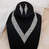 Ladies Jewelry Set New Simple And Versatile Bridal Wedding Dress Necklace Earrings Two -Piece Korean Rhinestone Wedding Necklace