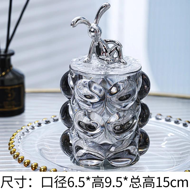 Acrylic Cover Glass Storage Jar Ornaments Transparent Floss Box Storage Bottle Cotton Swabs Storage Ornaments Home Decoration