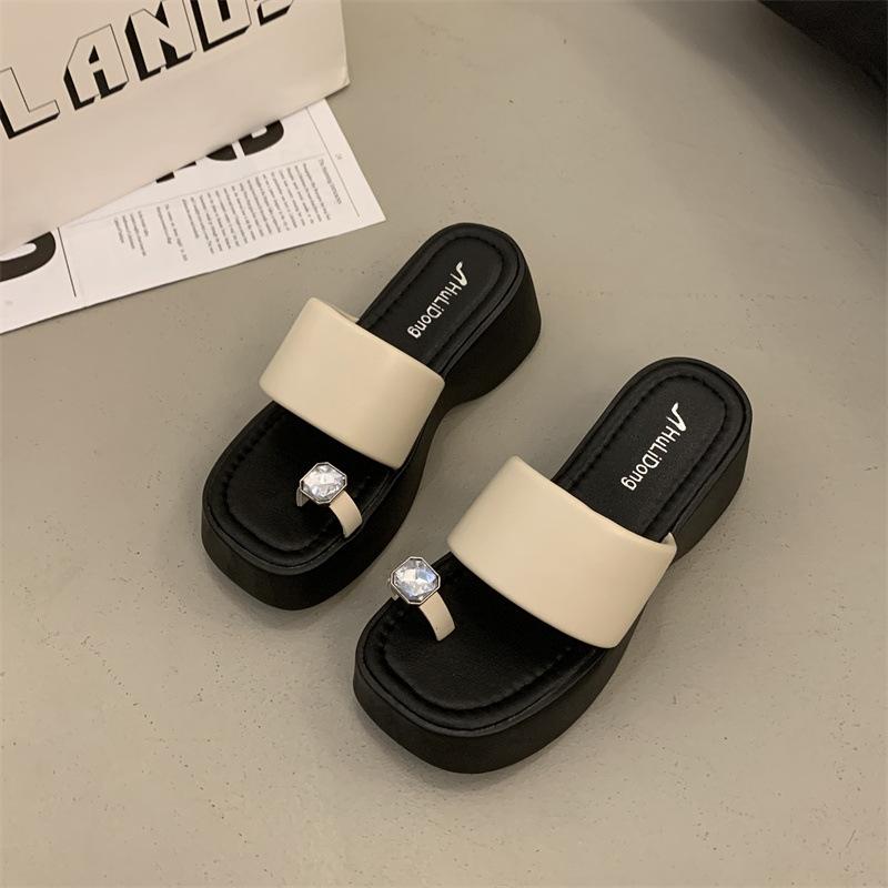 2025 kleiner Mann Höhenzunahme super High Heel Schuhe Drag Damen Sommer Muffinsohle dicker Absatz Zehen coole Hausschuhe dicksohlige Keilabsatzschuhe