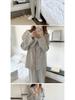 Women's Striped Long-Sleeve Cardigan Pajama Set - Korean Style
