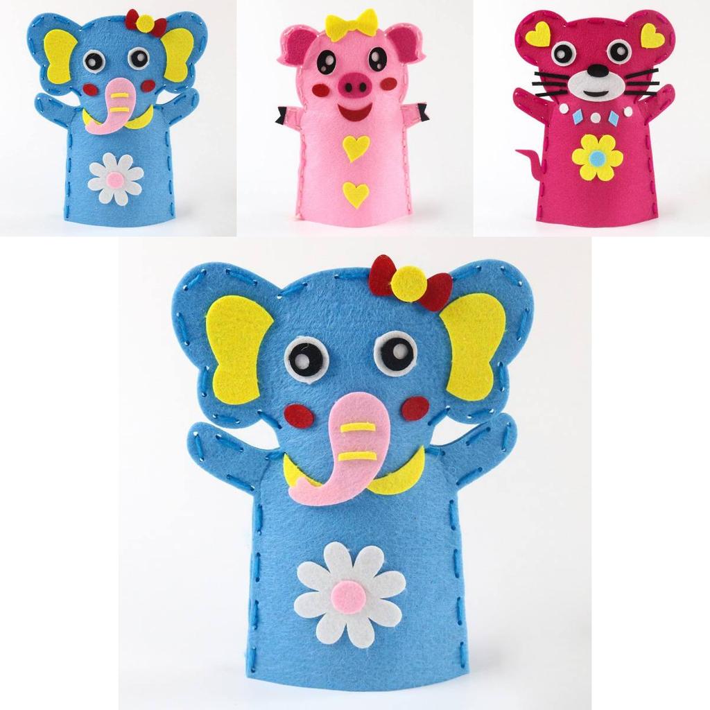 Children's Diy Craft Kit Non-woven Fabric Cartoon Animal Hand Puppets Kindergarten Handicraft Toy Set Characters)