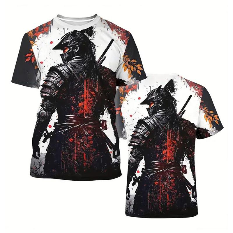 Trend Japanese Samurai Graphics T Shirts For Men Fashion Summer Short Sleeve 3D Printed Kids Tees Cool Streetwear Harajuku Tops