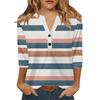 Women's T Shirt Print Button 3/4 Sleeve Daily Weekend Fashion Basic V- Neck Regular Top
