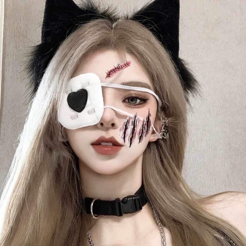 Face Patch Tattoo Stickers Spider Scar Scar Spider Design Halloween Body Art Stickers Men