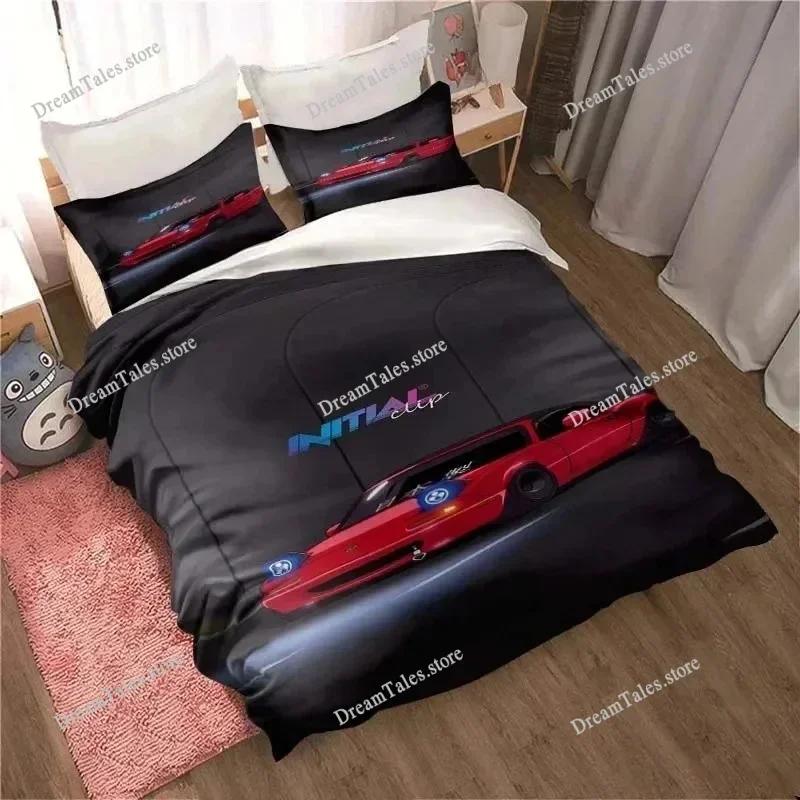 3D tisk Závodní auto Kreslený povlak na peřinu pro kluky a holky Jednolůžko s povlakem na polštář Dekorace do pokoje kluků a dospělých Sváteční dárek