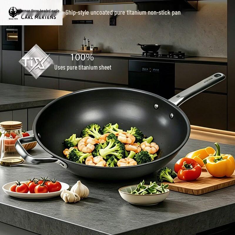 San Tou Ying Pure Titanium Non-stick Wok, 34cm