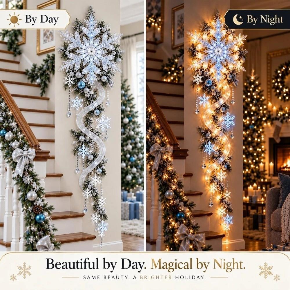 Snowflake Shape Christmas Wall Hanging Light Christmas Wall Window Entryway