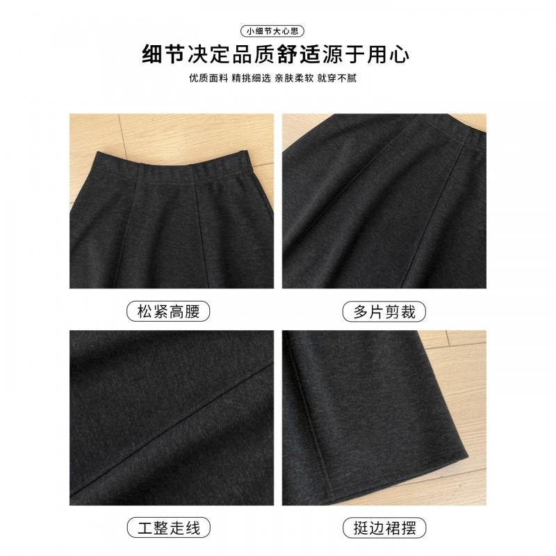 Womens High Waist A-Line Wool Blend Midi Skirt Winter Plus Size Comfortable Casual Petite