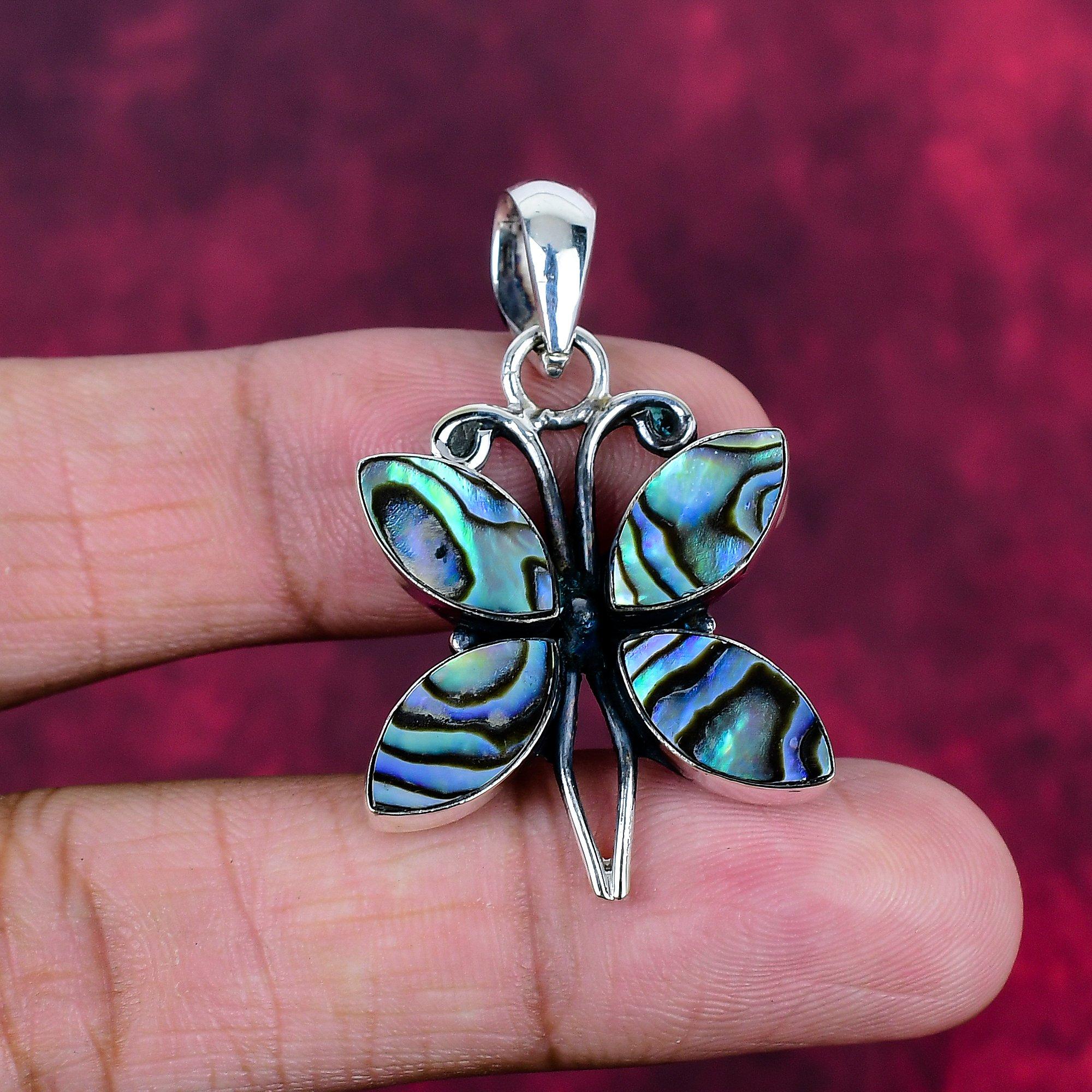 

Подвеска из цельного серебра 925 пробы с ракушкой Abalone Shell, ювелирные изделия с подвеской из драгоценных камней ручной работы, подарки для жены, абсолютно новый кулон 1.63 Inches синий