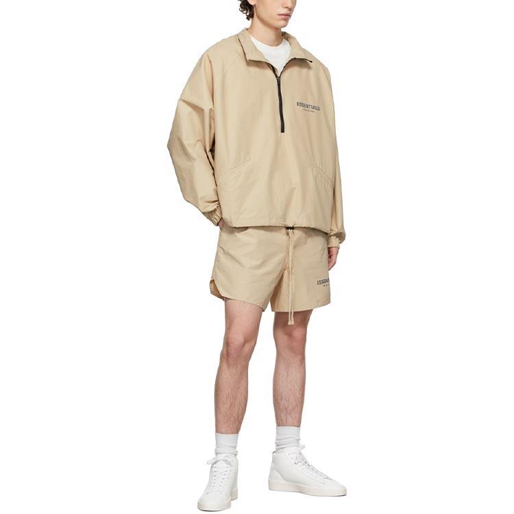 Fear of God Essentials Half-Zip Track Jacket With Raglan Sleeves And Stand Collar Men Jacket Beige Linen FOG-FW21-104