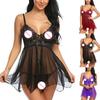 Fun Lingerie Sexy Dessous Schlafkleid mit Schlitz vorne, Sexy Babydoll Damen Dessous Sexy Spitzen-String Unterwäsche Nachtwäsche