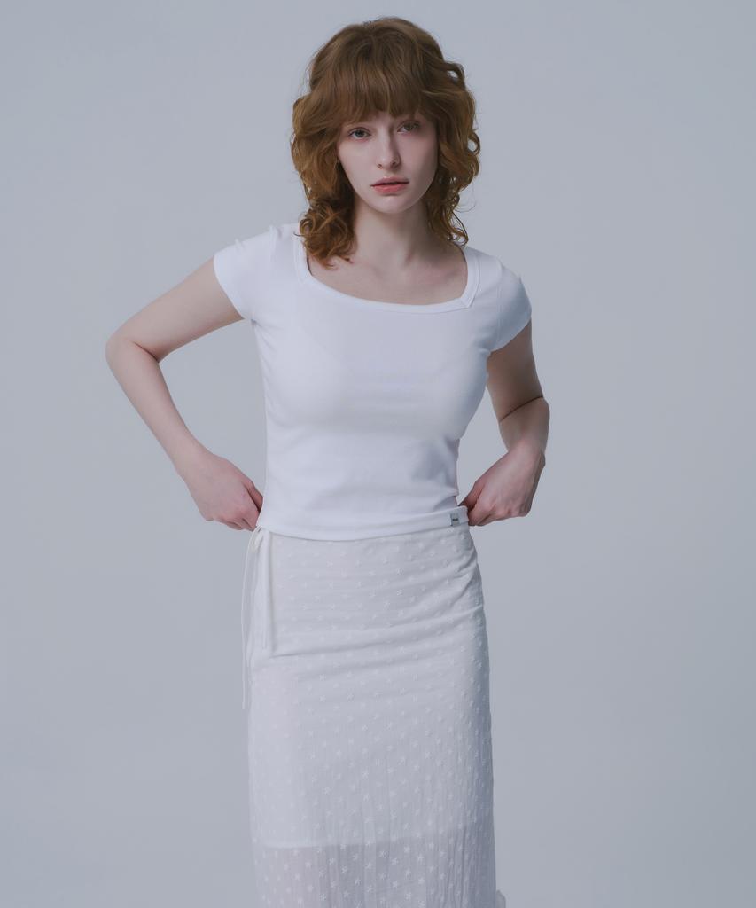 War For Woman Wsk-06 Jacquard Midi Skirt_White
