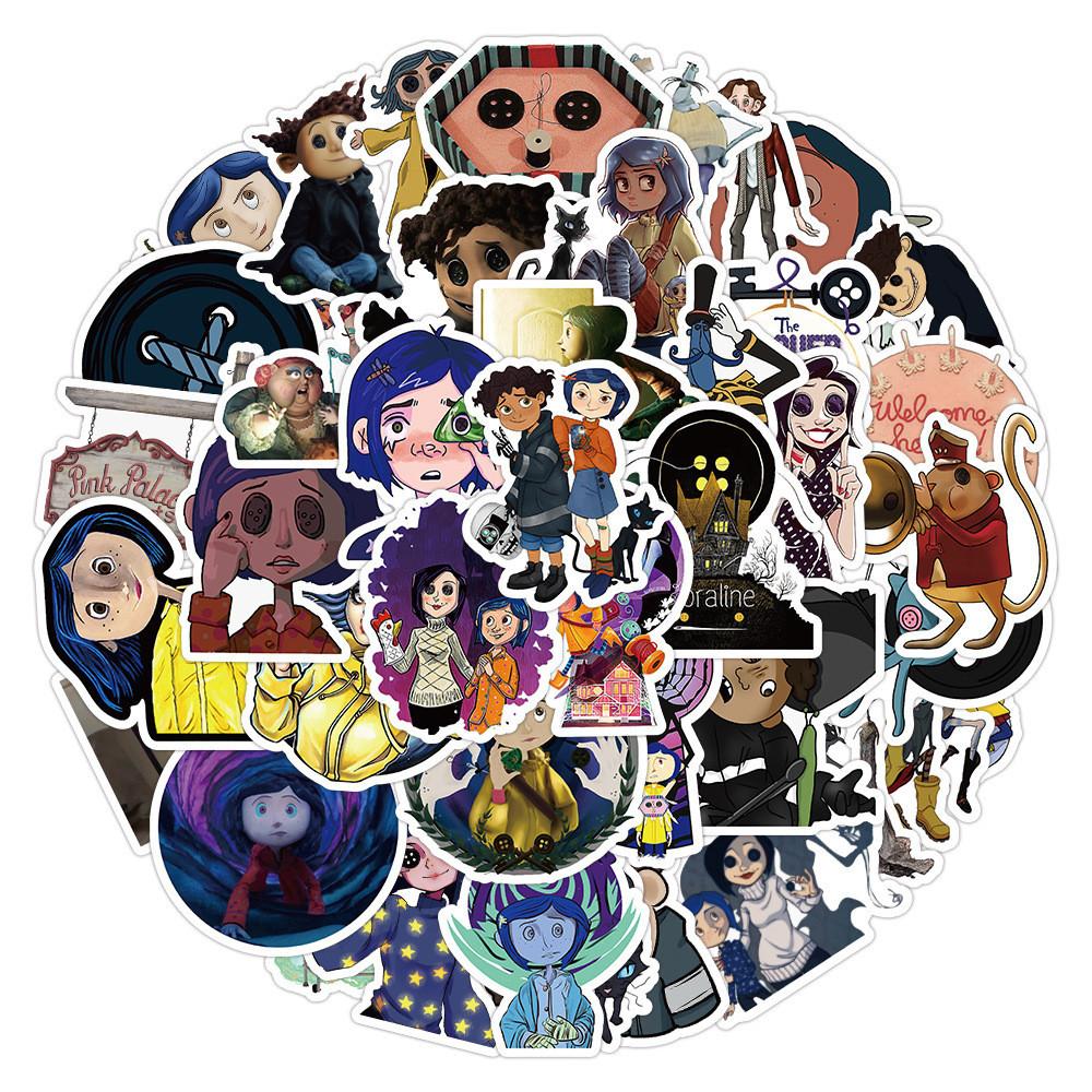 50pcs Coraline Cartoon Stickers Graffiti Decal Phone Suitcase Decoration Cup