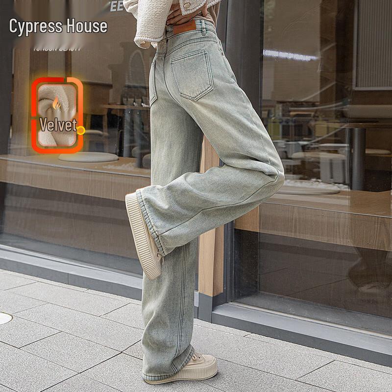 

Women s 2025 Winter Velvet-Lined Straight-Leg Jeans M