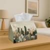 1pc Vintage Desert Botanical Fabric Napkin Holder, Cactus Garden Beige And Green-Door for Home, Party, Kitchen, Dining Table, for Home Decor, Stylish 