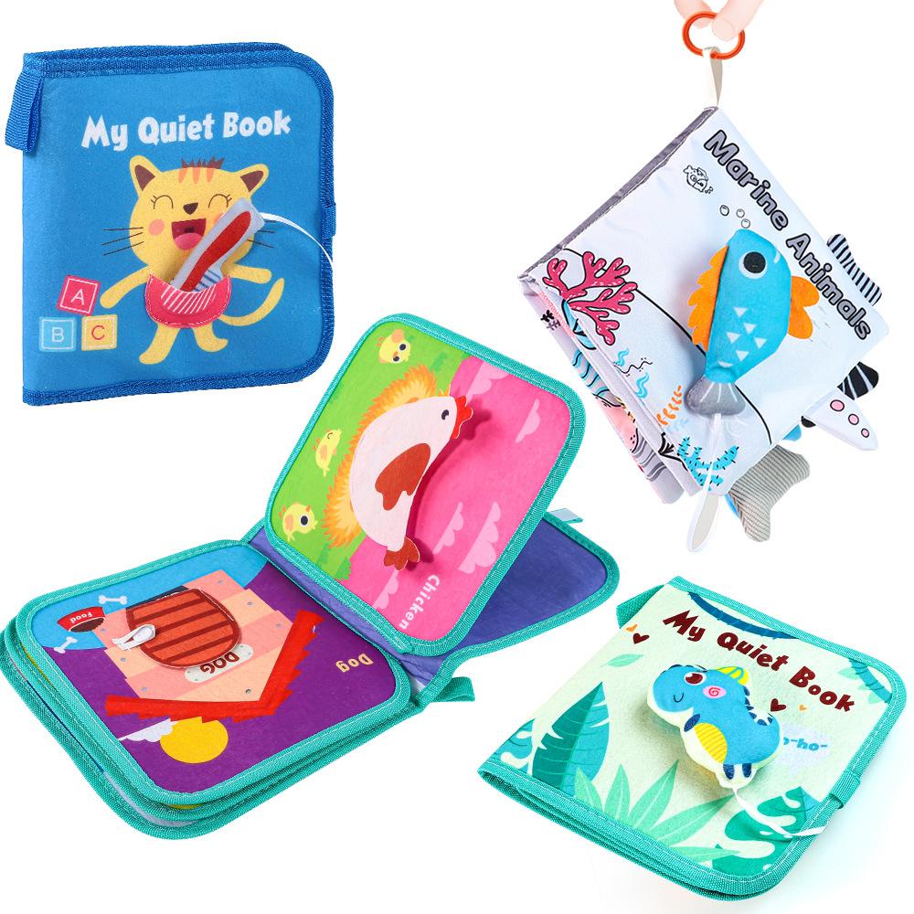 Source Factory 0-3 Years Old Baby Baby Cloth Book Animal Tail Cloth Book Early Teaching Hand Tearing Book Quiet Cloth Book Toy
