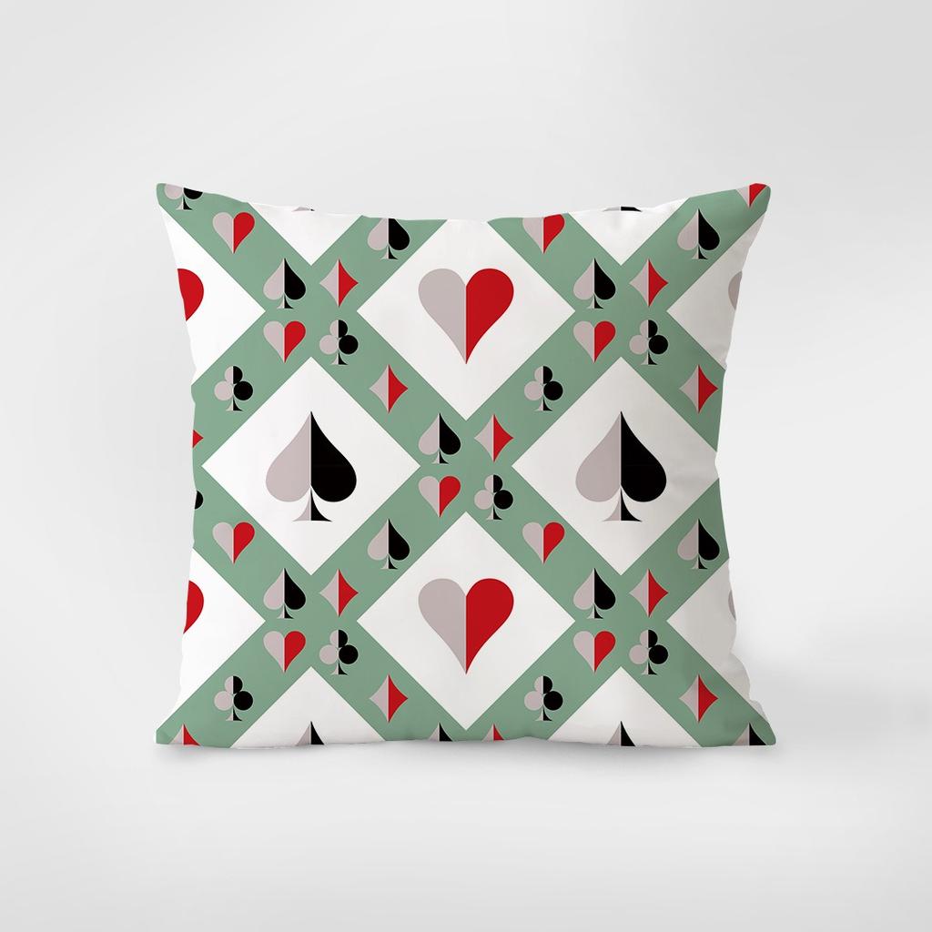 Playing Card Pattern Decorative Pillowcase Bedroom Living Room Square Cushion Pillowcase